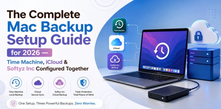 The Complete Mac Backup Setup Guide for 2026 — Time Machine, iCloud & Softyz Inc Configured Together