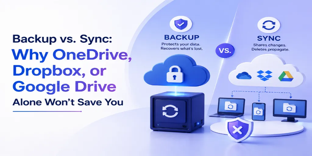 Backup vs. Sync: Why OneDrive, Dropbox, or Google Drive Alone Won’t Save You